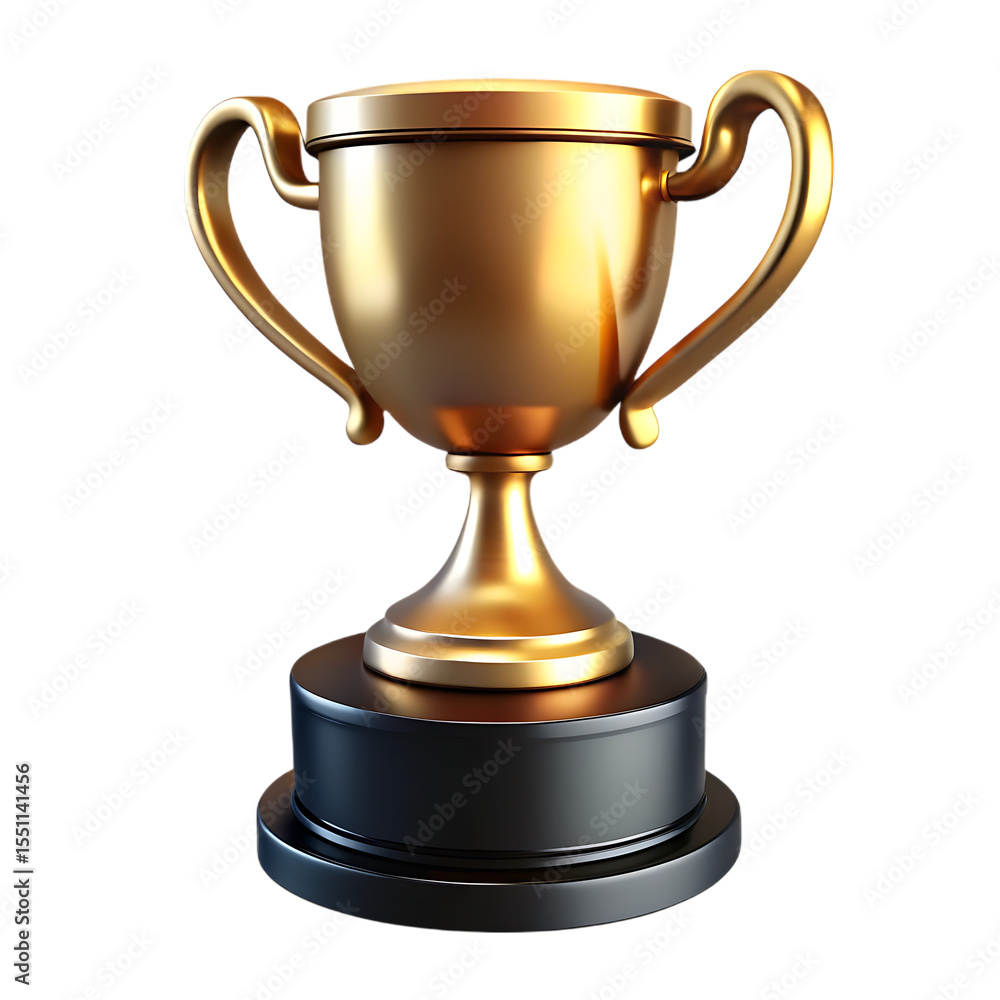 Gold trophy on a black stand representing success achievement and accomplishment on a dark background Gold trophy on a black stand representing success achievement and accomplishment on a dark background