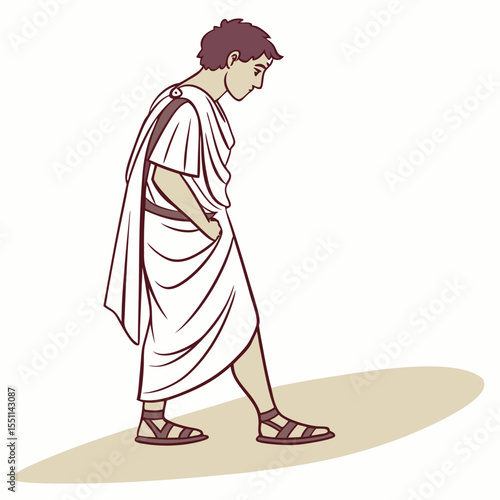 Pensive Roman Citizen: Illustration of Everyday Life in Ancient Rome Depiction