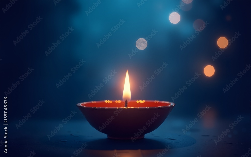 happy diwali diya background glowing candle on blue bokeh background with sparkling lights hindu indian festival celebration copy space for text. High quality happy diwali diya background glowing candle on blue bokeh background with sparkling lights hindu indian festival celebration copy space for text. High quality