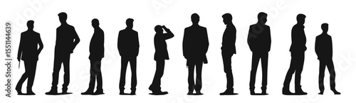 Set of male body posing with business working vector illustration
