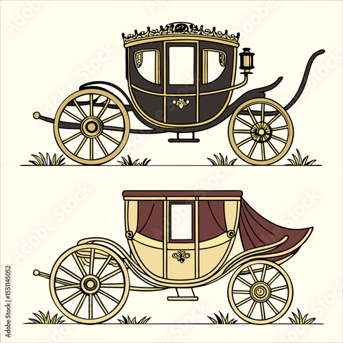 Elegant conveyance vectors: historical coach designs for vintage themes