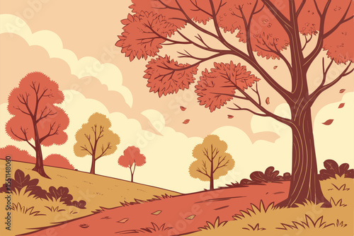 autumn trees vector illustration