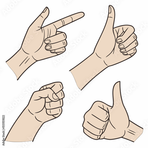 Hand gesture illustrations showcasing diverse communication and expressions