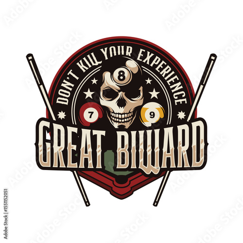 Billiard or Pool room mascot Logo Design Illustration Vector