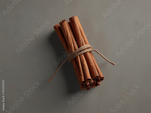 cinnamon sticks on grey background