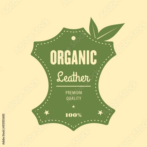 Leather craft, organic leather sign design. Vector illustration