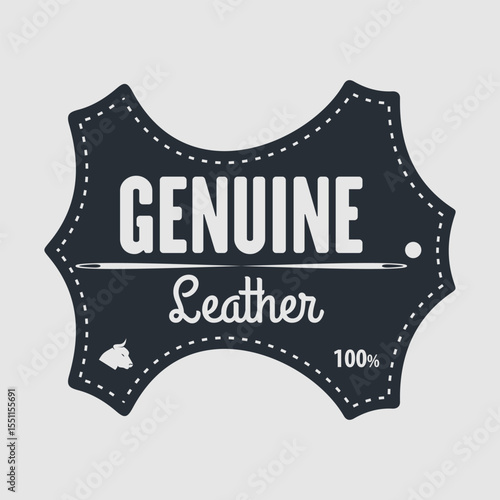 Leather craft, Genuine leather sign design. Vector illustration