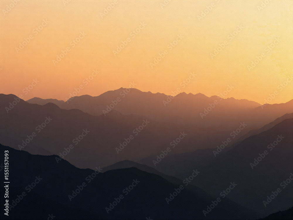 Fototapeta premium Sunset Over Mountain Range