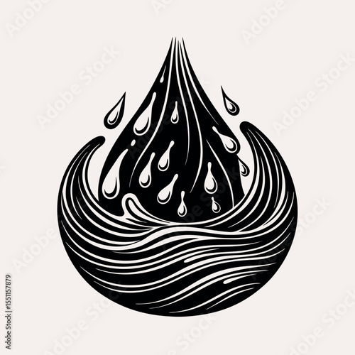 Water splash and wave silhouette vector icon