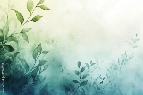 A nature-inspired background with a soft gradient of green and blue hues, blended with subtle textures and patterns, creating a serene and calming design that evokes the beauty of the natural world