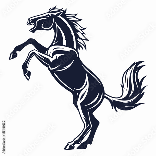 Dramatic stallion silhouette expressing freedom and spirit, wild and strong