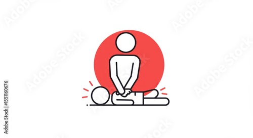 CPR First Aid Illustration: Chest Compressions