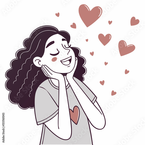 Dreamy contemplation, a young woman immersed in thoughts of love and affection