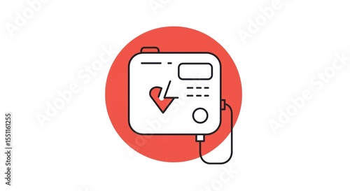 Automated External Defibrillator (AED) Flat Icon