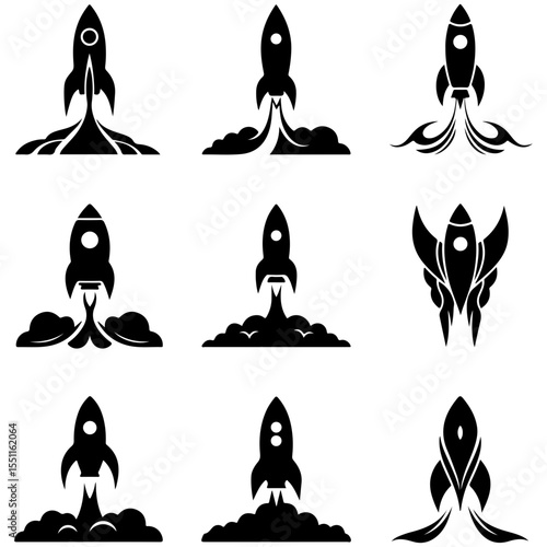 A dark and aggressive collection of predatory starship silhouettes for intense sci-fi themes