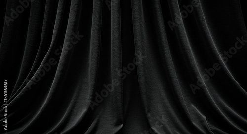 Black curtain drapes against a dark background, creating a dramatic and elegant atmosphere. ai generated