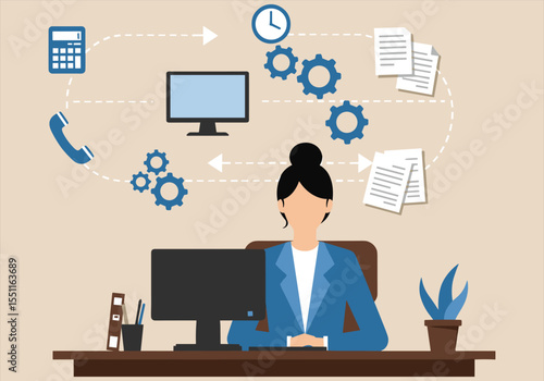 Business professionals collaborate in a modern office, utilizing laptops and technology for communication and network-focused work