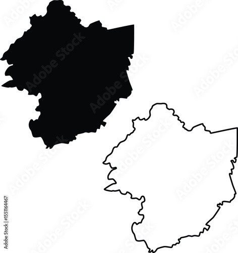Map of Amman Jordan Silhouette Flat and Outline Design
