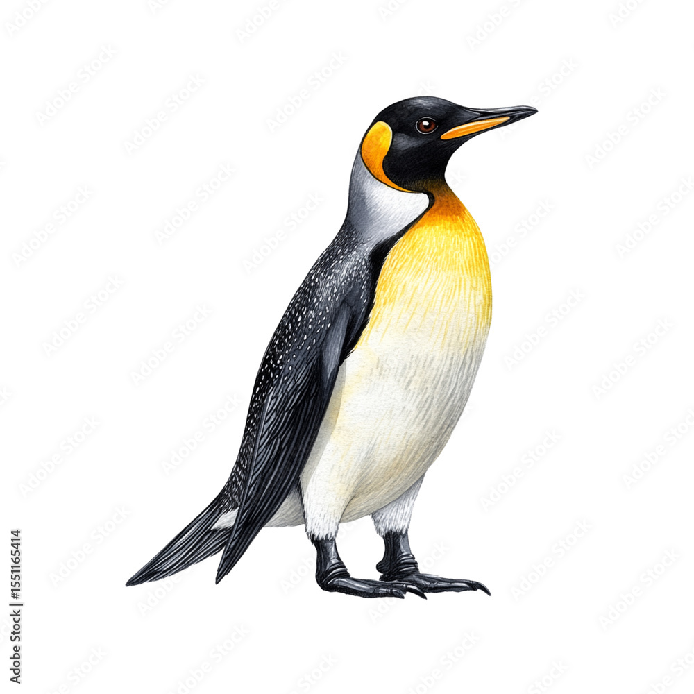 Fototapeta premium Black-capped kingfisher isolated in nature, a striking contrast to the emperor penguin of Antarctica's cold, white ice