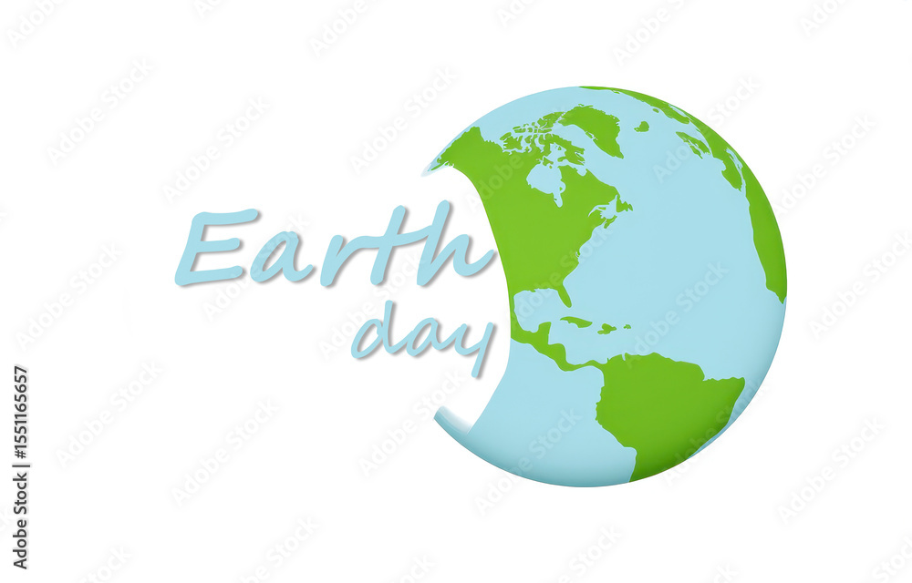 Fototapeta premium Earth Day celebration graphic with planet globe and text, environmental concept for conservation, ecology and saving our amazing world