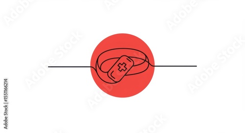 Medical Alert Bracelet Vector Icon in Red Circle