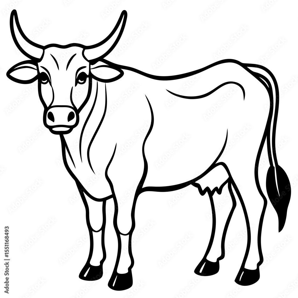Fototapeta premium Elegant Zebu Outline Design