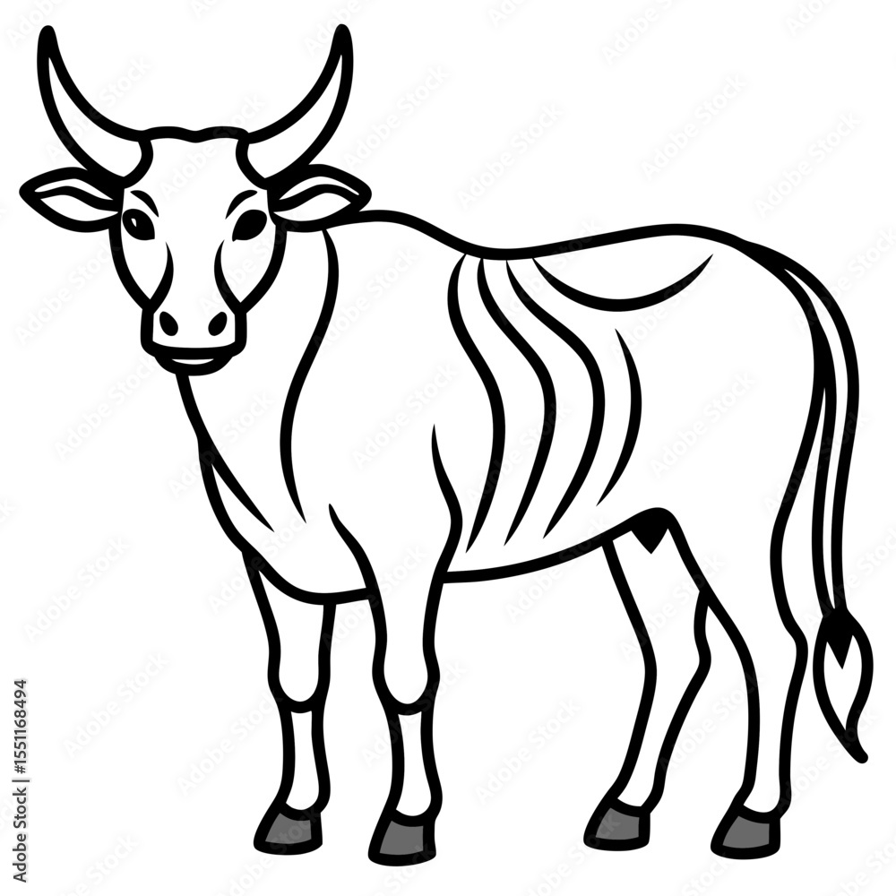 Fototapeta premium Elegant Zebu Outline Design