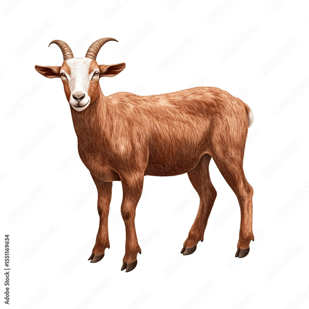 Fototapeta premium Cute wild mammal with brown antlers, isolated on white
