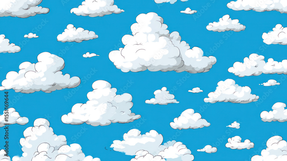 Cartoon Clouds in a Blue Sky Cartoon Clouds in a Blue Sky
