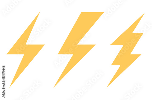 Lightning icon set. Thunderbolt. Vector