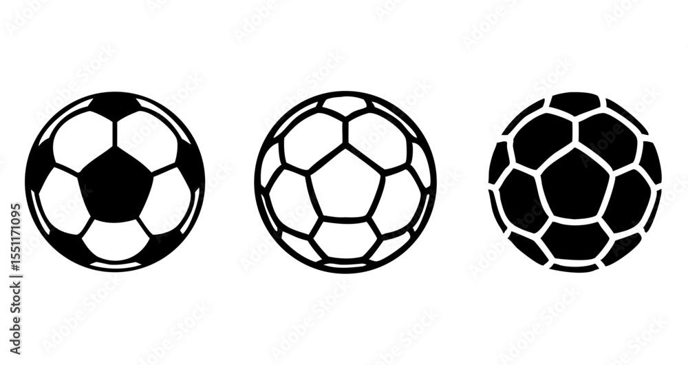 Fototapeta premium Soccer football ball icon set. Vector illustration