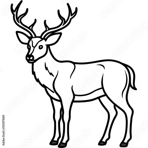 Forest Creatures Line Art Wapiti & Vole
