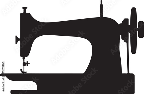 Black sewing machine silhouette for craft art and vector design collections