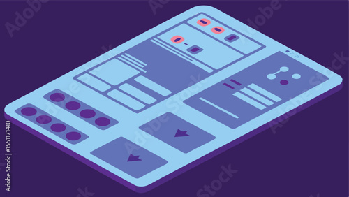 Interactive wireframe board with hover effects