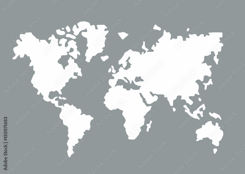 Obraz premium World map silhouette on gray background. Vector