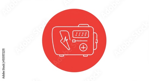 Defibrillator Icon on Red Circle Background