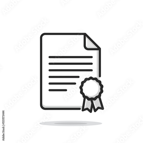 Professional Achievement Document Certificate Award Diploma Validation Icon Symbol Illustration for Business and Education Quality Excellence Trust Guarantee Official Seal