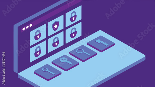 Password vault interface with encryption key icons