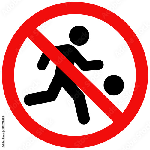 Do not play football sign, No football sign, No soccer icon, Ban on playing football symbol. Vector illustration design.