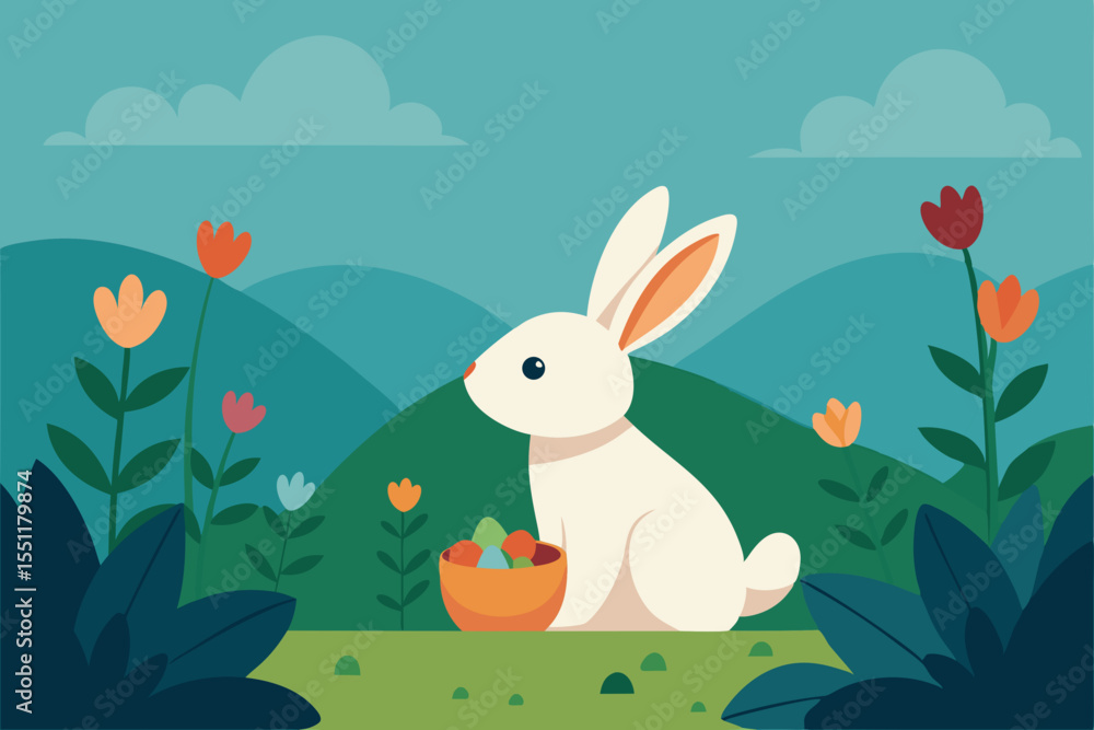 Obraz premium easter bunny and easter eggs