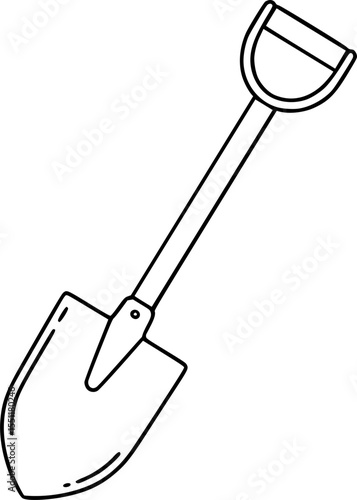 Simple hand drawn sketch line art shovel clip art.