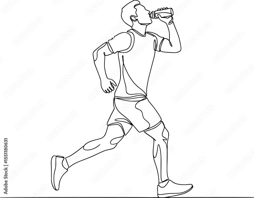 Fototapeta premium Simple hand drawn sketch line art running man clip art.