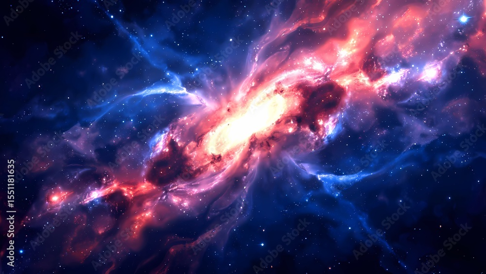 Fototapeta premium Vibrant Cosmic Nebula Background with Stars.