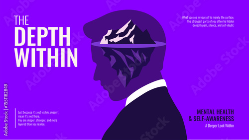The Depth Within - Artistic Concept of Self-Reflection and Mental Complexity Vector Design