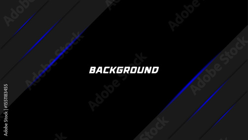 Black Background Vector Template with Blue Light Stripes – Modern Tech Abstract Backdrop Design
