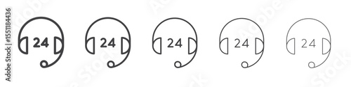 24 hrs support or service icon outline ilustration vector symbol