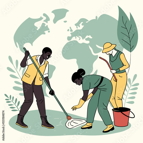 Volunteers uniting for environmental cleanup globally, fostering harmony with nature