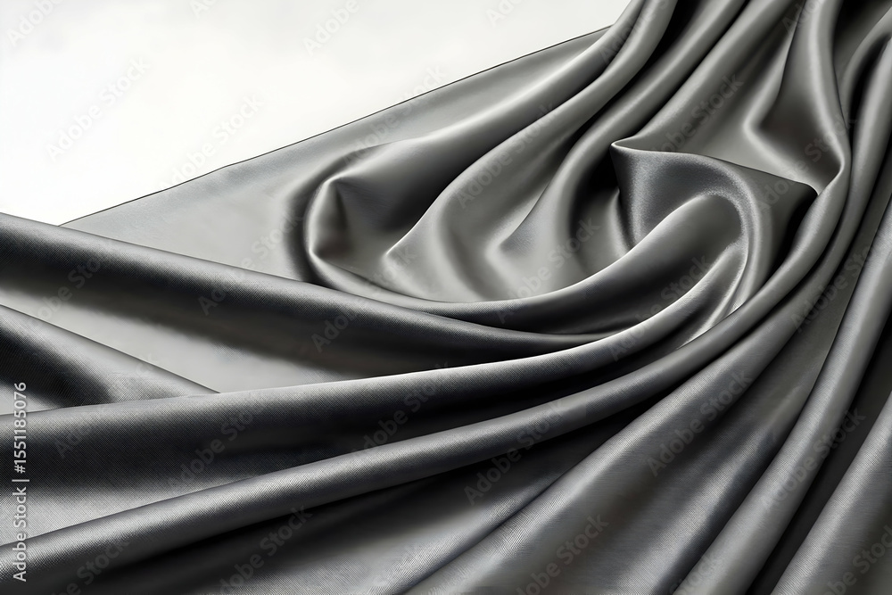 Obraz premium Gunmetal gray fabric flowing with soft shadows and smooth texture