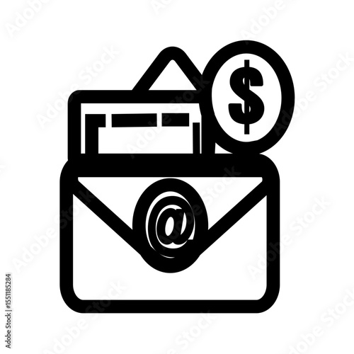 A Stylized Icon Shows An Envelope With A Dollar Coin Depicting Email Finance Tracking Concept