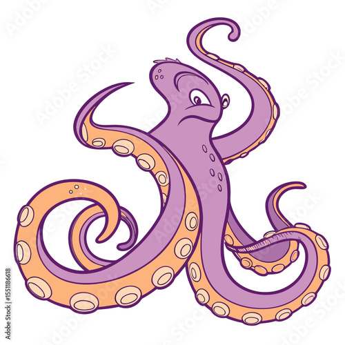 Stylized purple octopus illustration with intricate tentacle design and unique expression